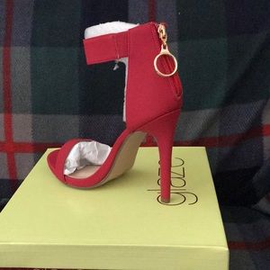 Red high heel sandals
